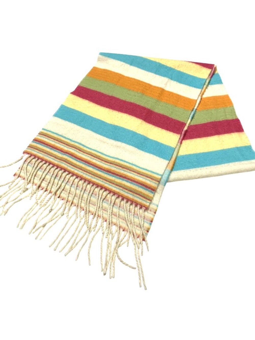 D&Y Softer Than Cashmere Fringe Scarf Multicolor Striped Shawl Soft Cozy